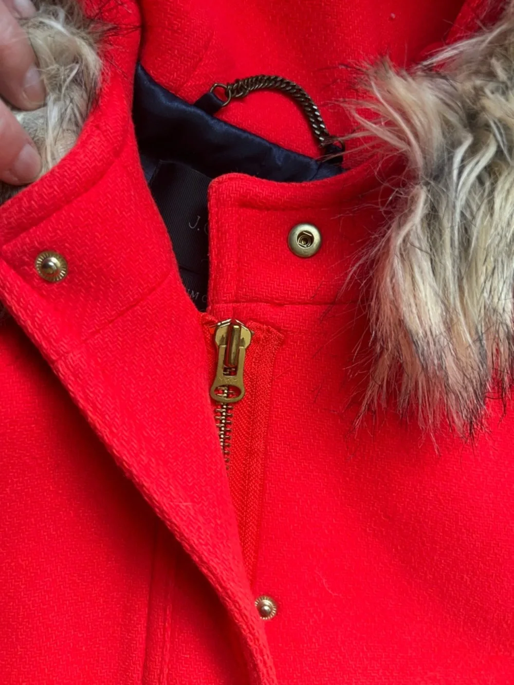 J CREW CHATEAU PARKA IN ITALIAN STADIUM CLOTH WOOL COAT RED- Size 16 - Picture 5 of 13